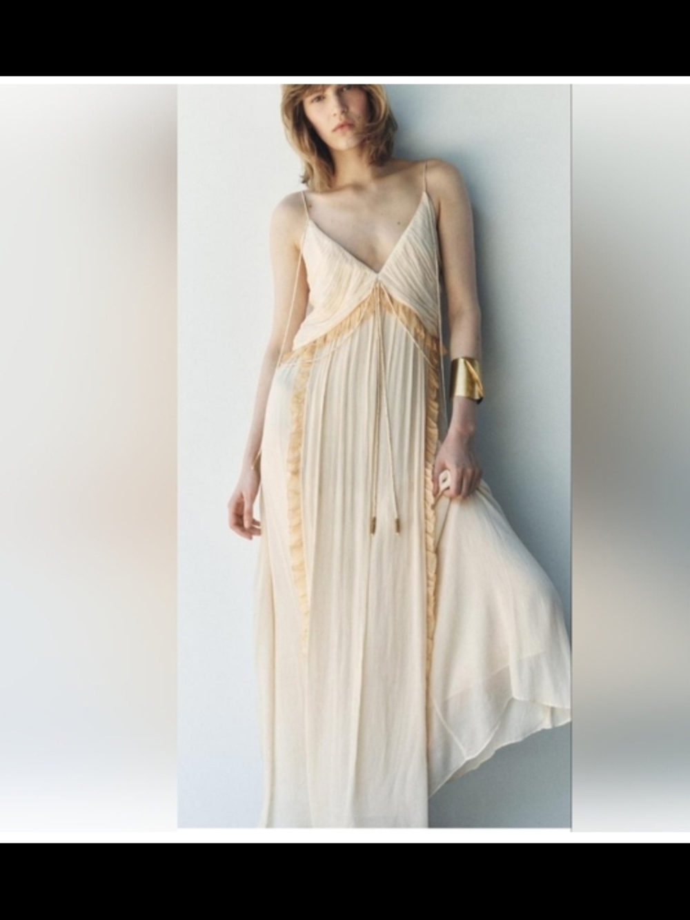 Zara Light Peach Tiered Midi Dress. Zw Collectin